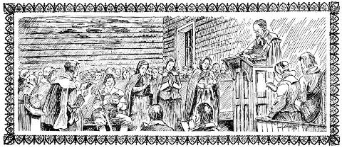 Engraving of a preacher speaking to a congregation