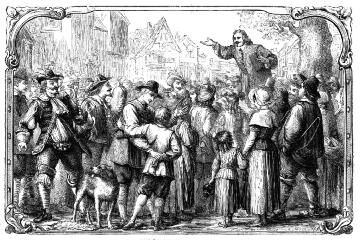 Engraving of a preacher addressing a crowd
