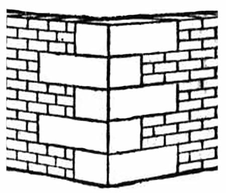 Line drawing of a cornerstone in a brick wall