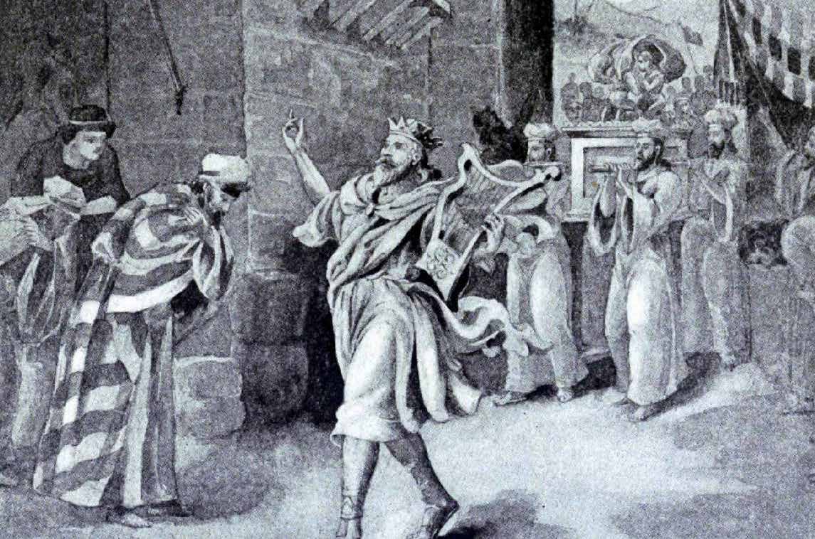 David dancing before the Ark while Michal watches from a window