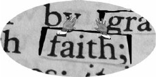 The word Faith with an arrow