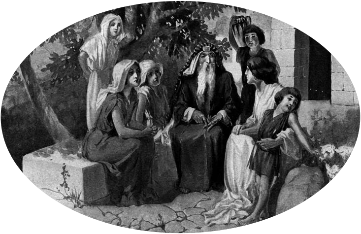 A family gathered around an older man outdoors