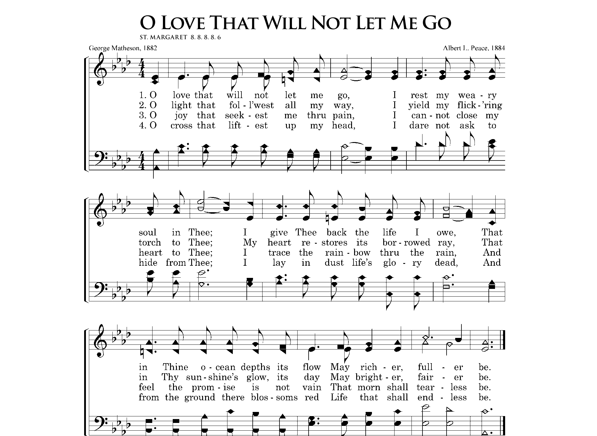 Sheet music for O Love That Wilt Not Let Me Go