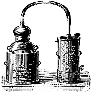 Two connected vessels with a curved tube