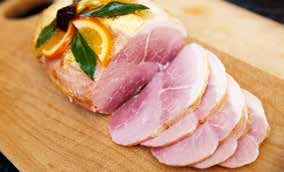 Slices of ham on a cutting board