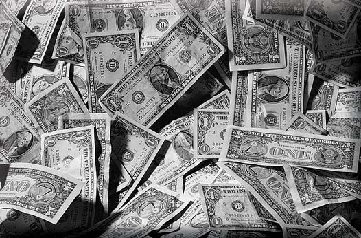 Scattered United States banknotes