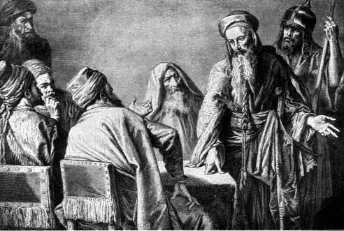 Jesus speaking with a group of religious leaders