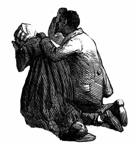 Engraving of a man kneeling in prayer