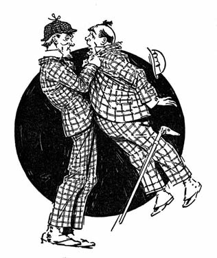 Drawing of two men struggling with each other.