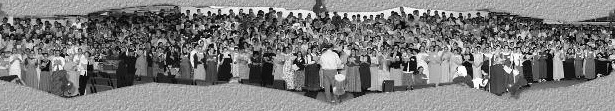 A panoramic group portrait of Youth Bible School students and staff.