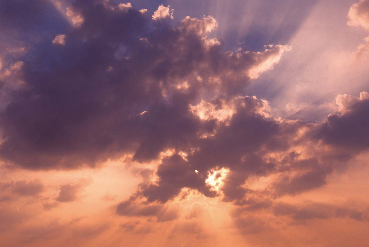 Sunset light illuminating clouds
