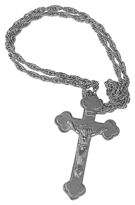 A rosary with a cross pendant.