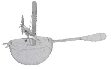 An airplane passing through a kitchen strainer