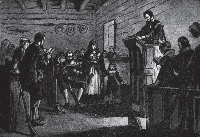 A preacher addressing an assembled group