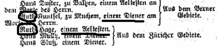 German-language clipping with the names Ruth Kunstel and Ruth Hagen circled