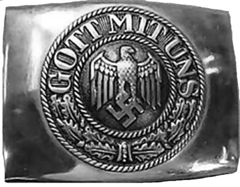 A Nazi military belt buckle bearing the words Gott mit Uns