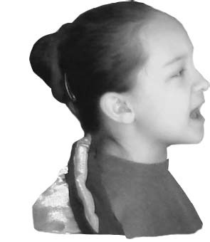 A young child singing.