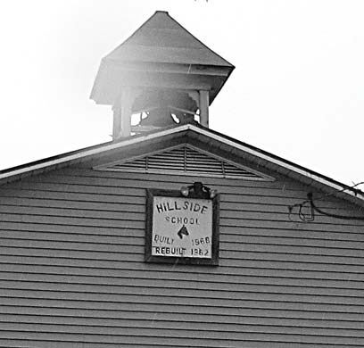 The front of Hillside School with its small bell tower