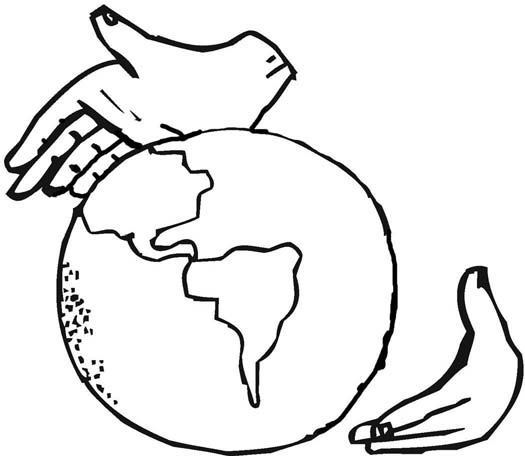 Two hands above and below a globe