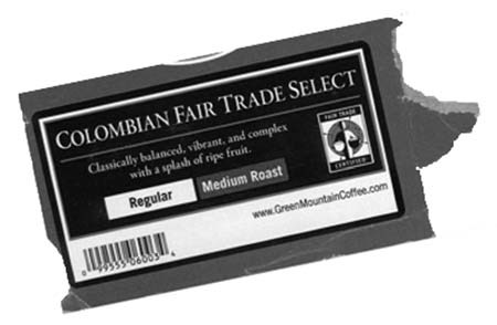 A Colombian Fair Trade Select coffee packet