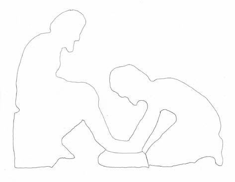 line illustration of an adult and child