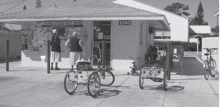 Fellowship building with people and bicycles