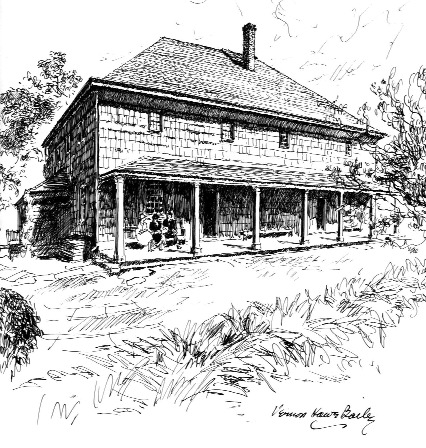 A two-story house with a covered porch