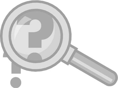 Question marks with a magnifying glass