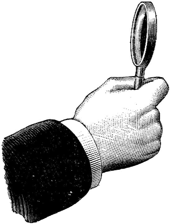 A hand holding a magnifying glass