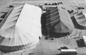 Revival tents viewed from above