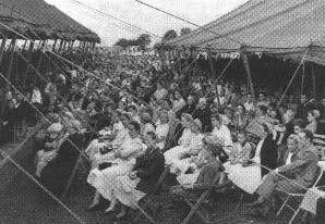 Overflow crowd at a revival meeting