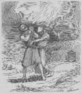 A man carrying another man on his shoulders