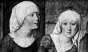 Painting of two women wearing head coverings