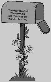 A mailbox bearing the magazine’s name and address, with flowers climbing its post