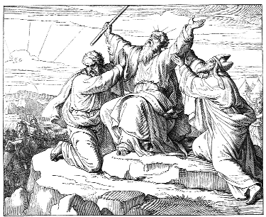 Woodcut of several people praying on their knees