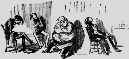 Seated people resting in chairs