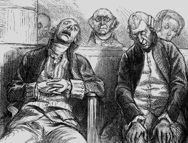 Men sleeping in church pews