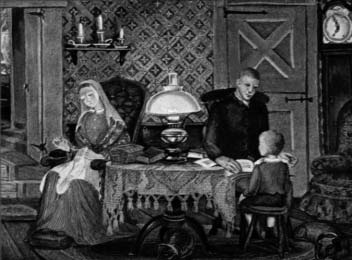 Family gathered around a table.