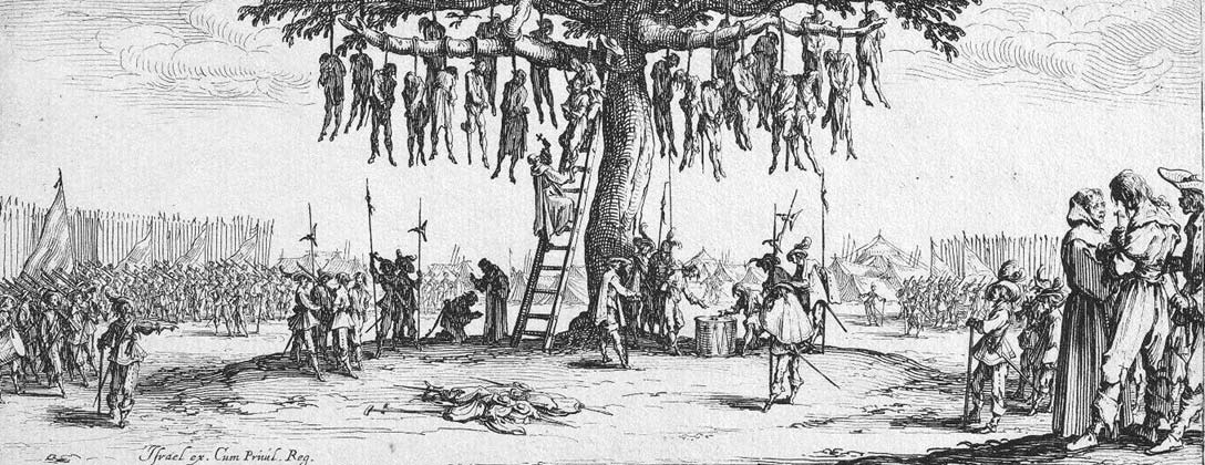 Jacques Callot engraving showing wartime hangings