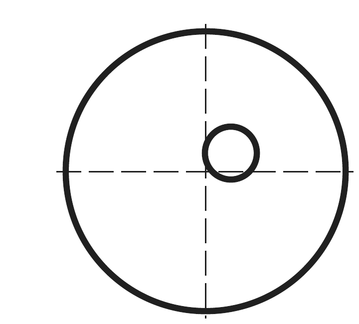 An eccentric circle whose smaller circle is off-center