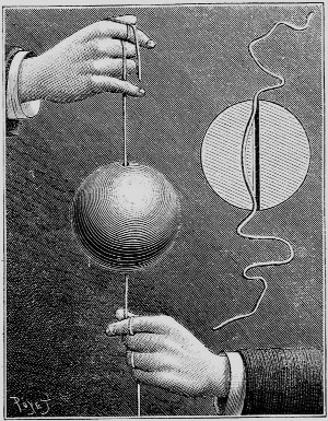 Two hands holding a ball in an optical illusion illustration