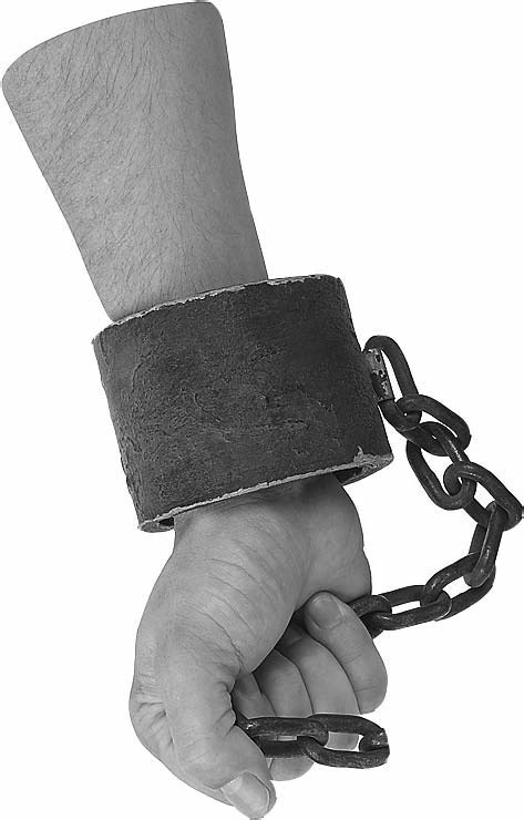 left forearm and hand wearing a shackle