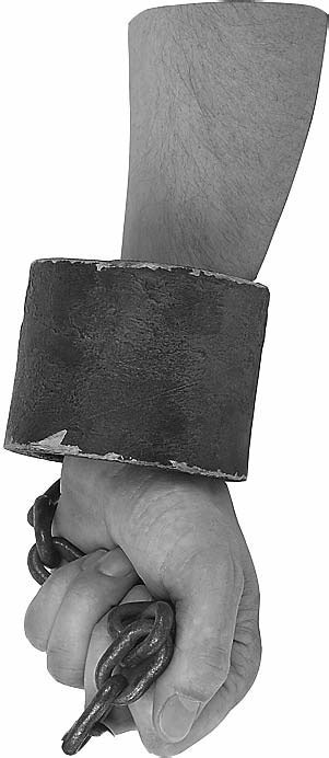 right forearm and hand wearing a shackle