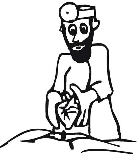 Drawing of a man holding a heart