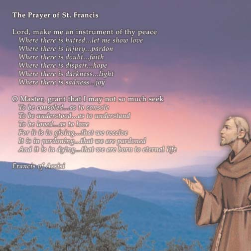 Prayer text over a mountain landscape beside a robed man