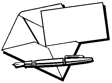An envelope, a blank card, and a pen.