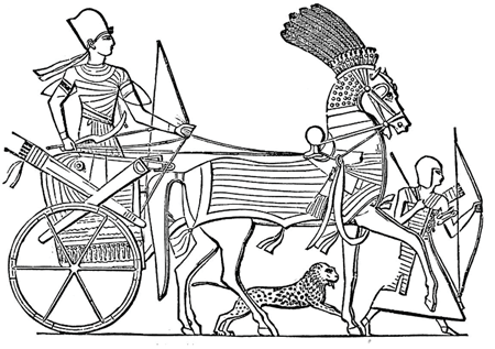 Line drawing of an iron chariot