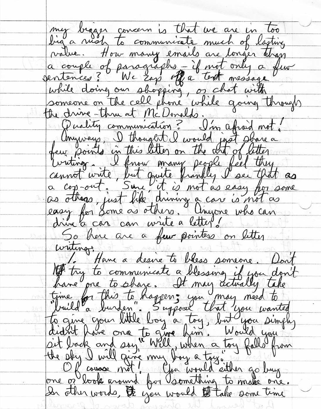 Second page of Mika's handwritten letter