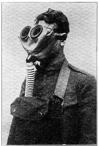 Person wearing a gas mask