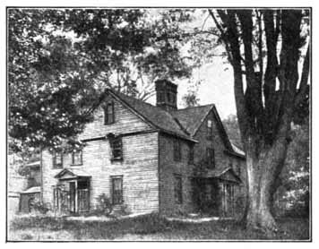 Engraving of a house among trees